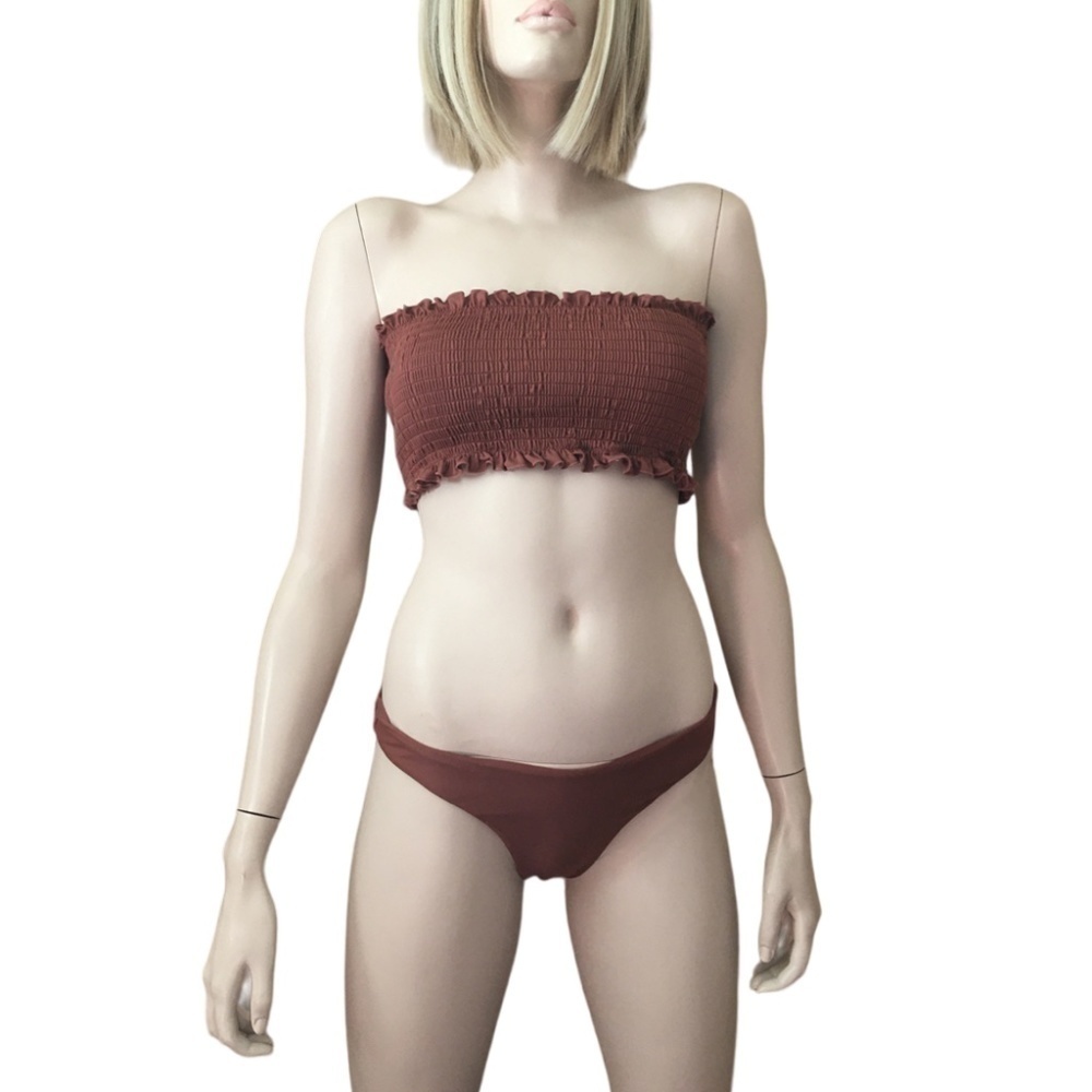 Zaful Forever Young 2 Piece Swimsuit Bikini Bathing Suit Shirred Smocked NWOT